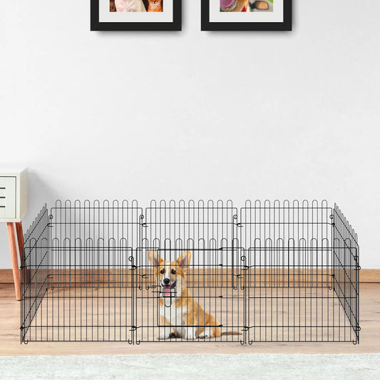 24inch 8-Panel Foldable Dog Playpen, Black Houses, Kennels & Pens Black at Gallery Canada
