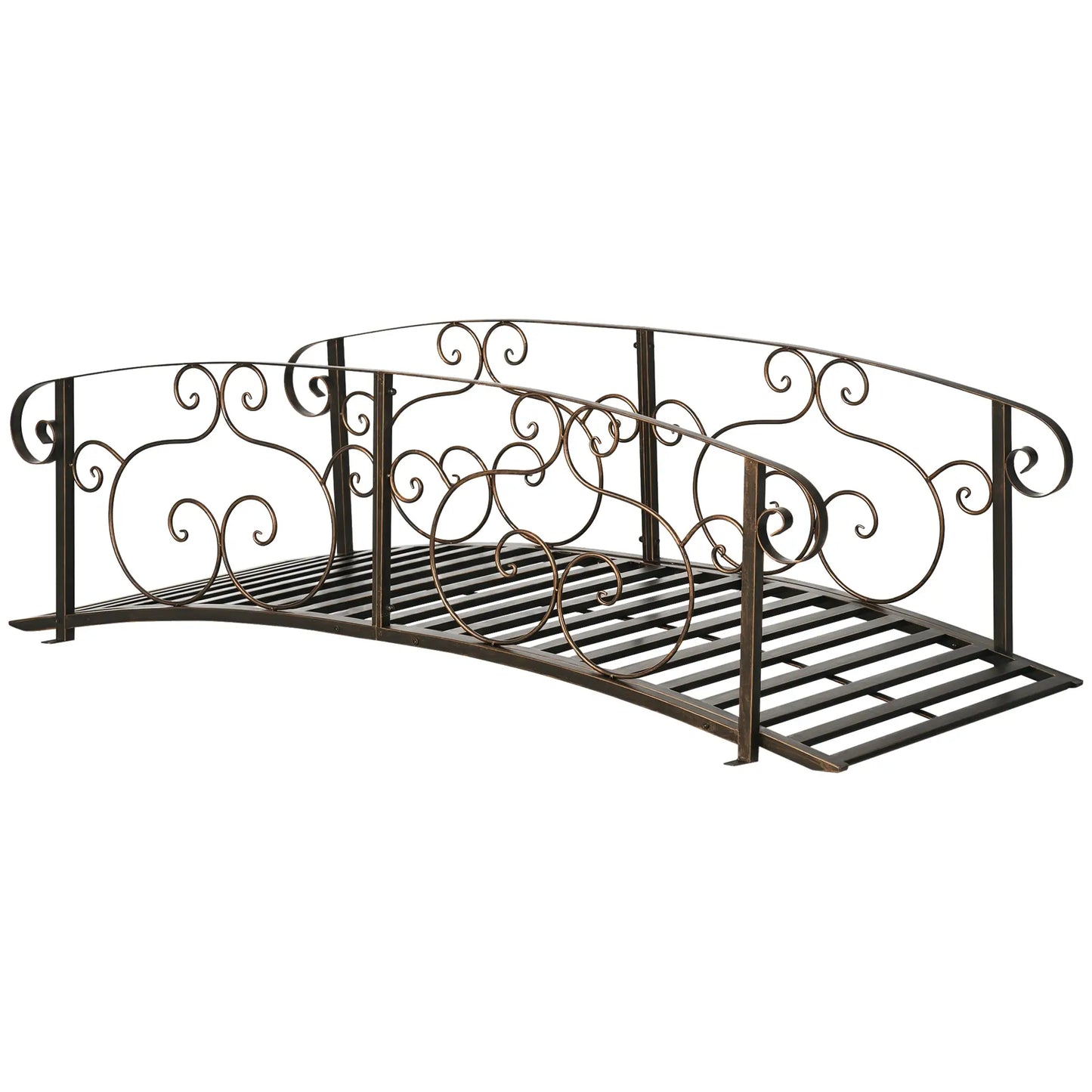 6FT Steel Garden Bridge, Decorative Arc Landscaping Bridge, Brown Garden Bridges at Gallery Canada