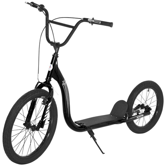 Youth Scooter Adjustable Height, Front Rear Dual Brakes, Inflatable Wheels 20-Inch 16-Inch, for 10+ Years, Black - Gallery Canada