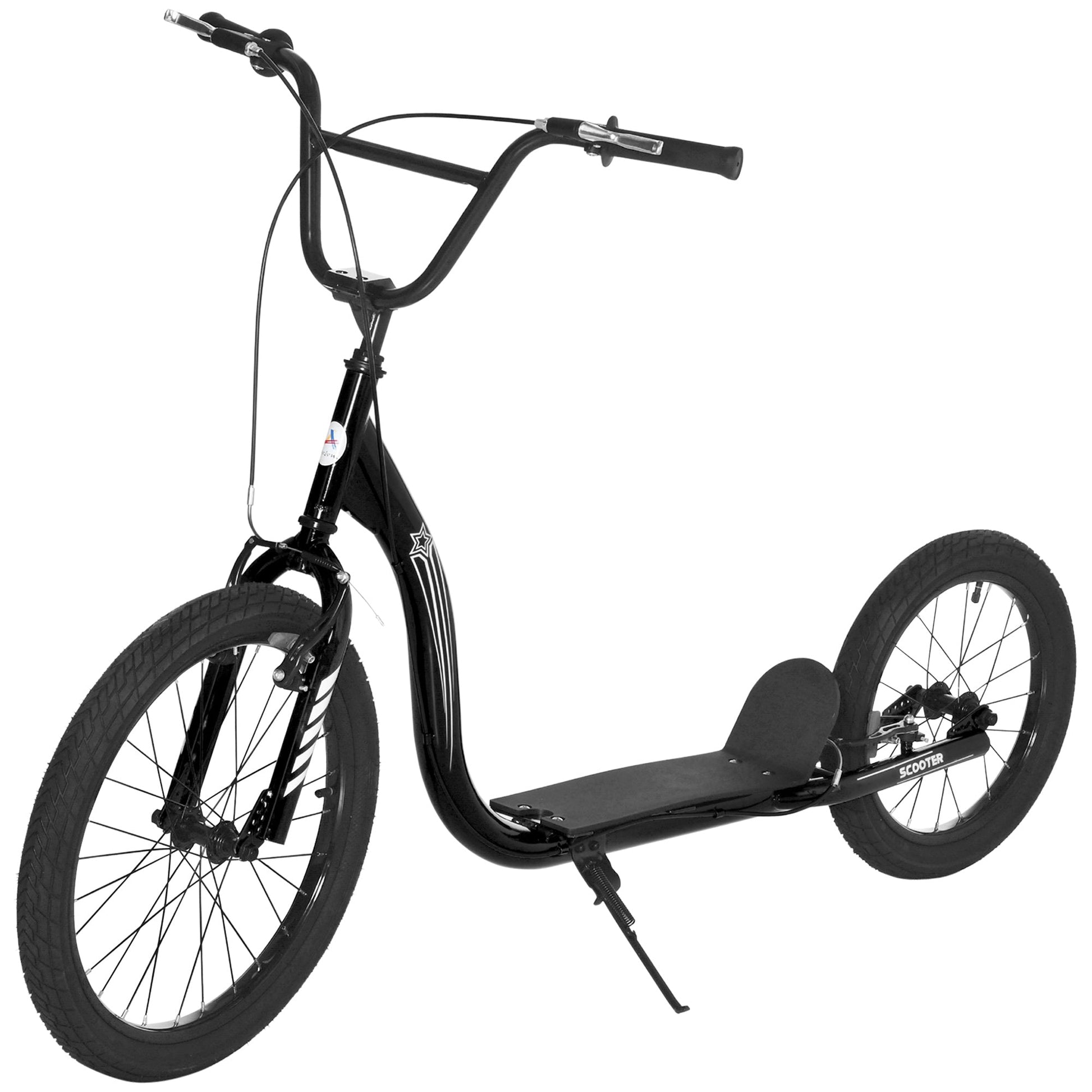 Youth Scooter Adjustable Height, Front Rear Dual Brakes, Inflatable Wheels 20-Inch 16-Inch, for 10+ Years, Black at Gallery Canada
