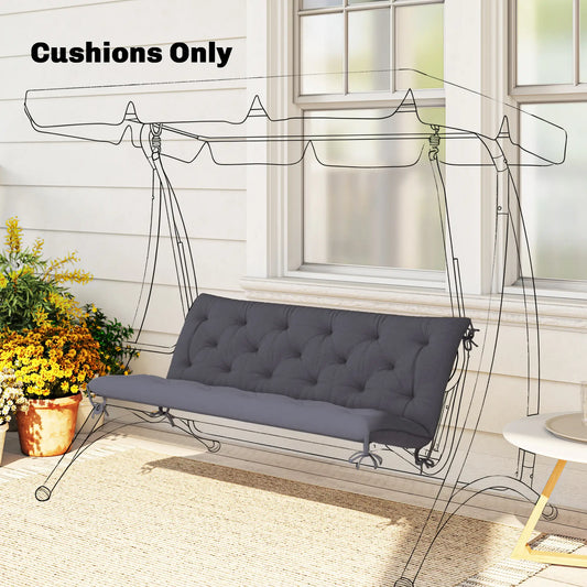 3 Seater Outdoor Bench Swing Cushions, Patio Garden, Dark Grey