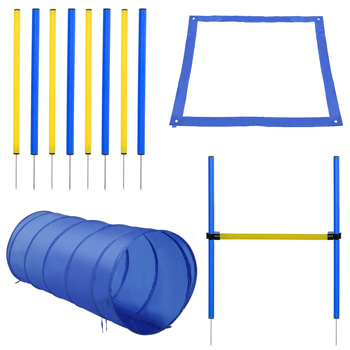 Dog Agility Starter Kit, Outdoor Training Set, Tunnel, 8 Weave Poles, High Jumper Dog Agility Training Equipment at Gallery Canada