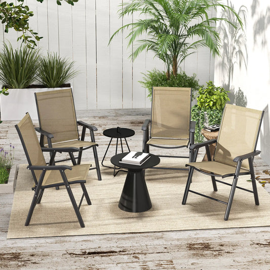 4-Piece Folding Chair Set, Patio Balcony Garden, Comfortable, Brown Patio Chairs Light Mixed Brown at Gallery Canada