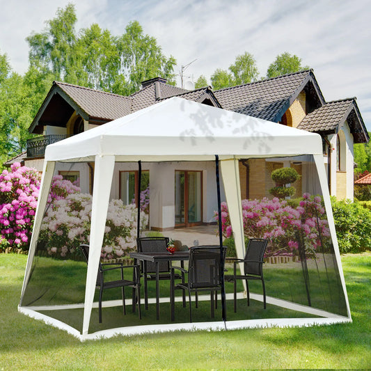 10x10ft Party Tent Canopy with Netting, Outdoor Gazebo, Beige Canopy Tents Beige at Gallery Canada
