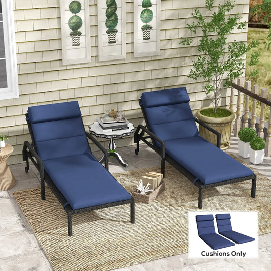 Patio Chaise Lounge Chair Cushions, Set of 2, Dark Blue Patio Chair Cushions Dark Blue at Gallery Canada