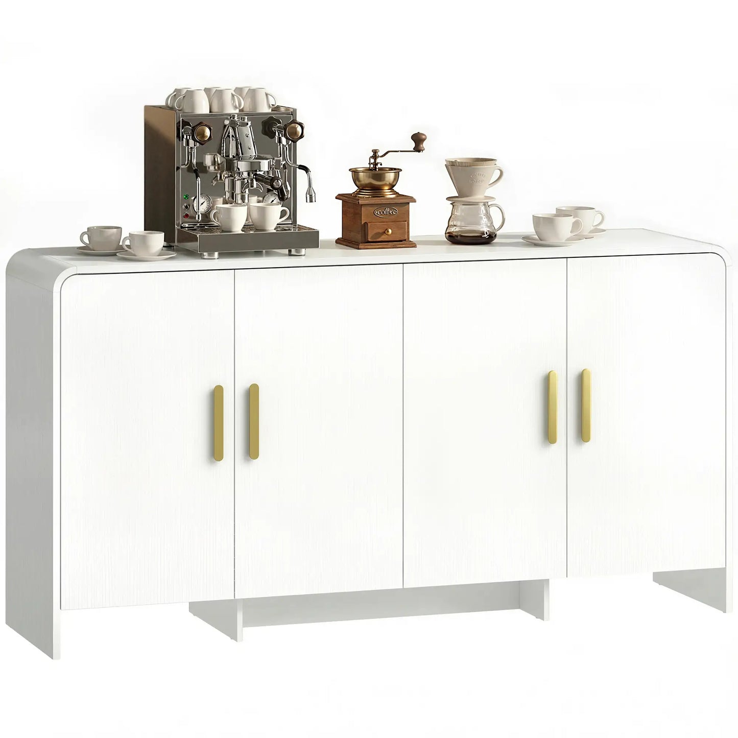 60 Inch Sideboard Buffet Cabinet, TV Stand For 72 Inch TVs, White Wood Grain, White Bar Cabinets at Gallery Canada