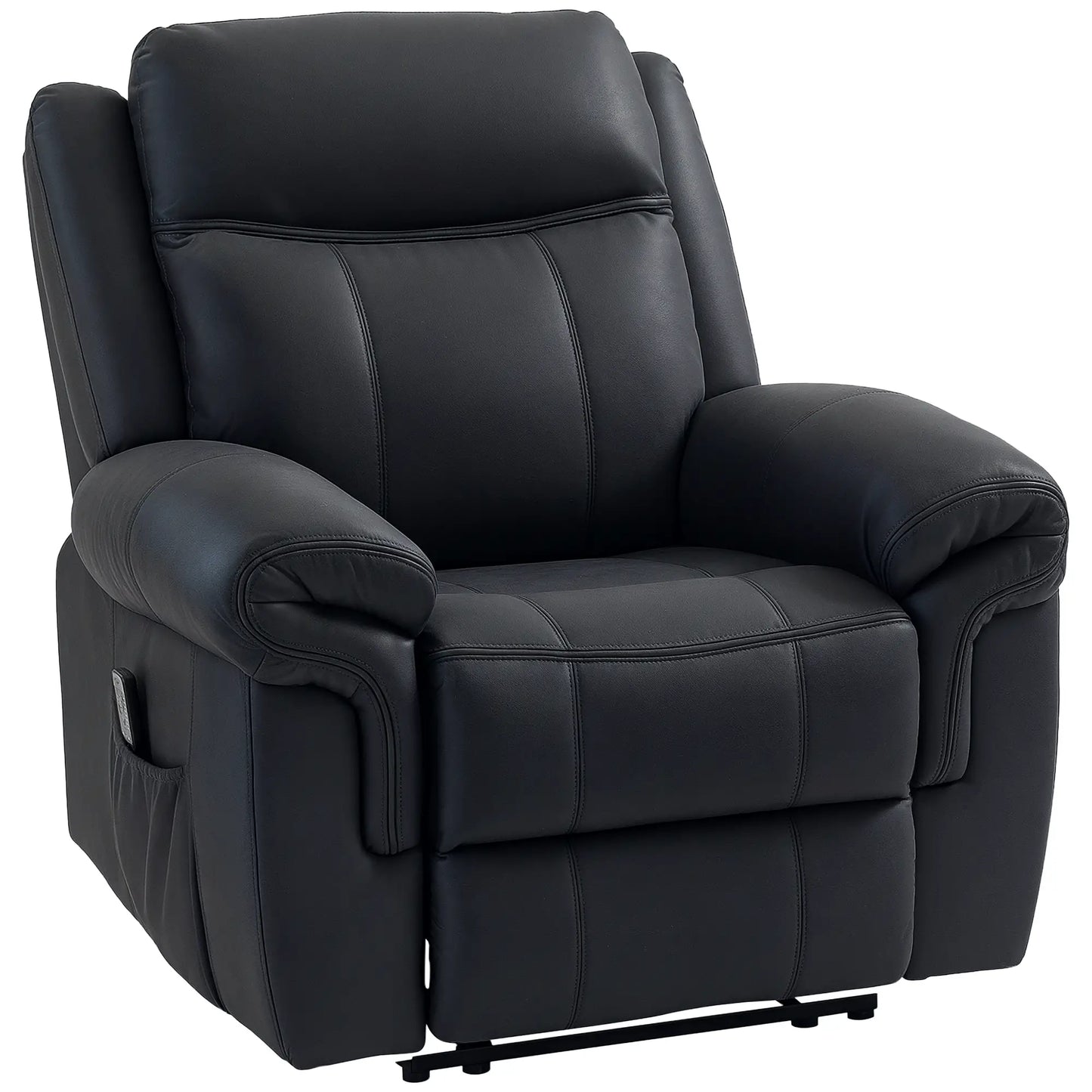 Manual Recliner Chair with Vibration Massage, Side Pockets, Microfibre Reclining Chair for Living Room, Black Single Sofas at Gallery Canada