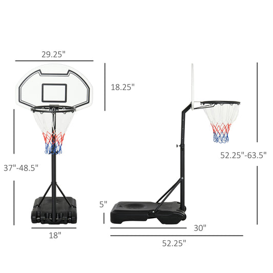 51"-64" Height Adjustable Basketball System Poolside Hoop Stand Portable with Wheels at Gallery Canada