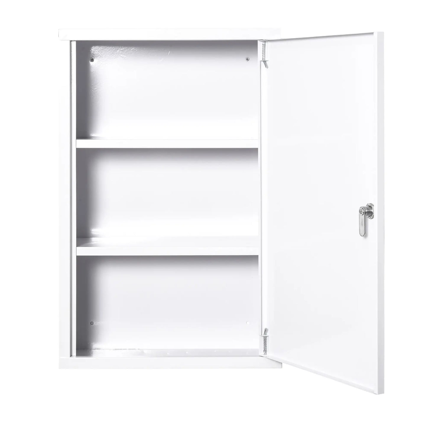 Wall Mount Medicine Cabinet, 3 Tier Steel, Lockable with 2 Keys, White Wall Mounted Cabinets at Gallery Canada