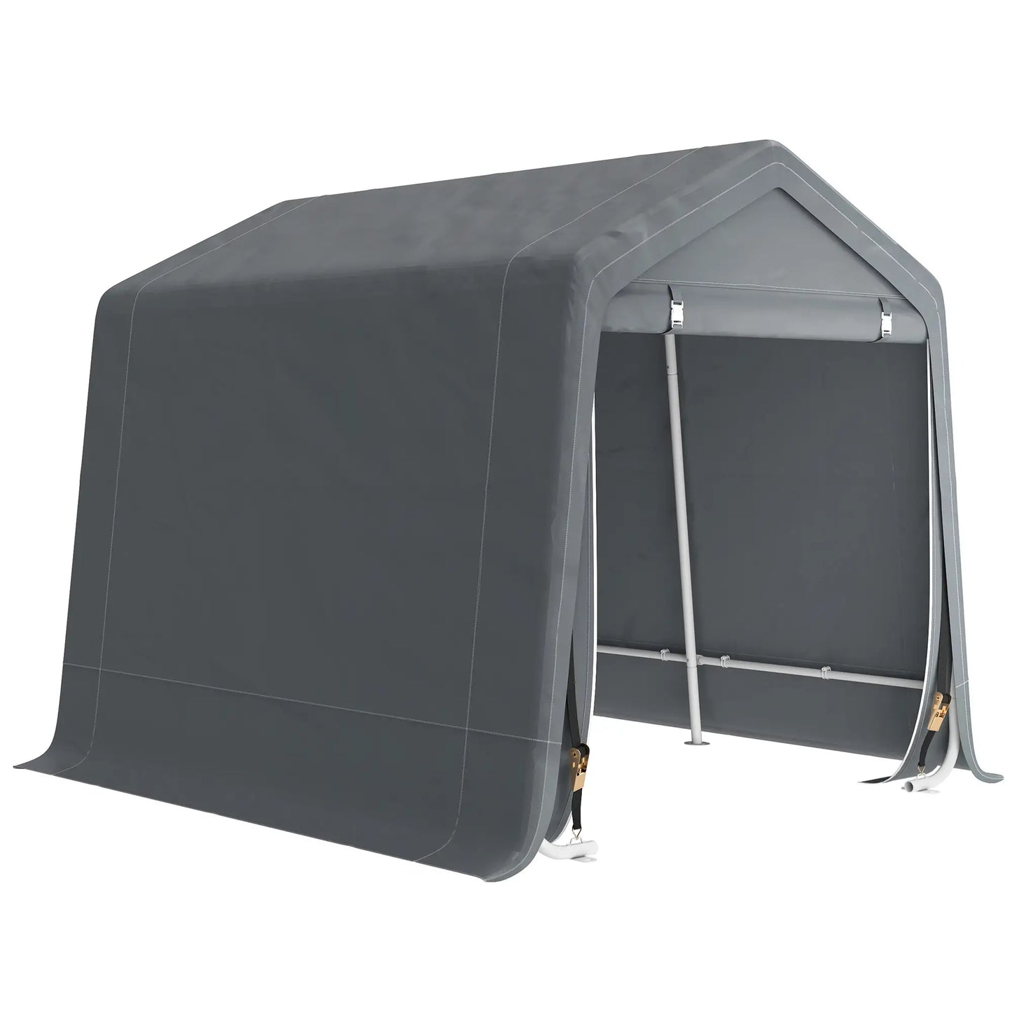 7.9' x 6.6' Garden Storage Tent, Metal Frame, Double Zipper Doors, Dark Grey Car Shelters at Gallery Canada