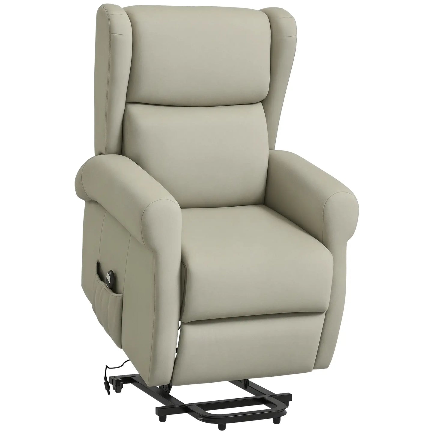 Wingback Lift Chair, Power Recliner with Footrest, Remote, Side Pockets, Cream White Electric Power Lift Chairs at Gallery Canada