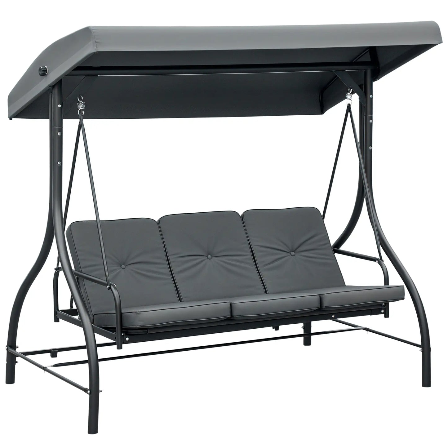 Convertible Patio Swing Bed with Canopy, 3 Seater, Dark Grey Porch Swings with Canopy at Gallery Canada