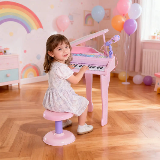 Mini Electronic Piano, 37 Key Keyboard, Kids Toy with Microphone, Pink Electronic Musical Pianos Pink at Gallery Canada