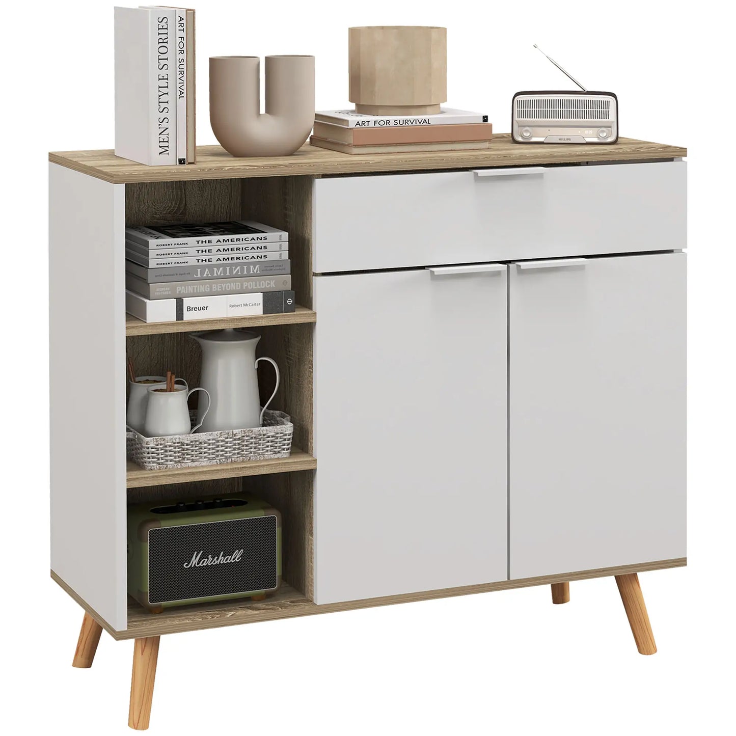 Modern Sideboard Cabinet, 2 Doors, Drawer, Adjustable Shelves Kitchen Pantry Cabinets at Gallery Canada