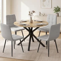 Industrial Dining Table Set for 4, Oak and Grey, Grey Bar Sets Multi Colour at Gallery Canada