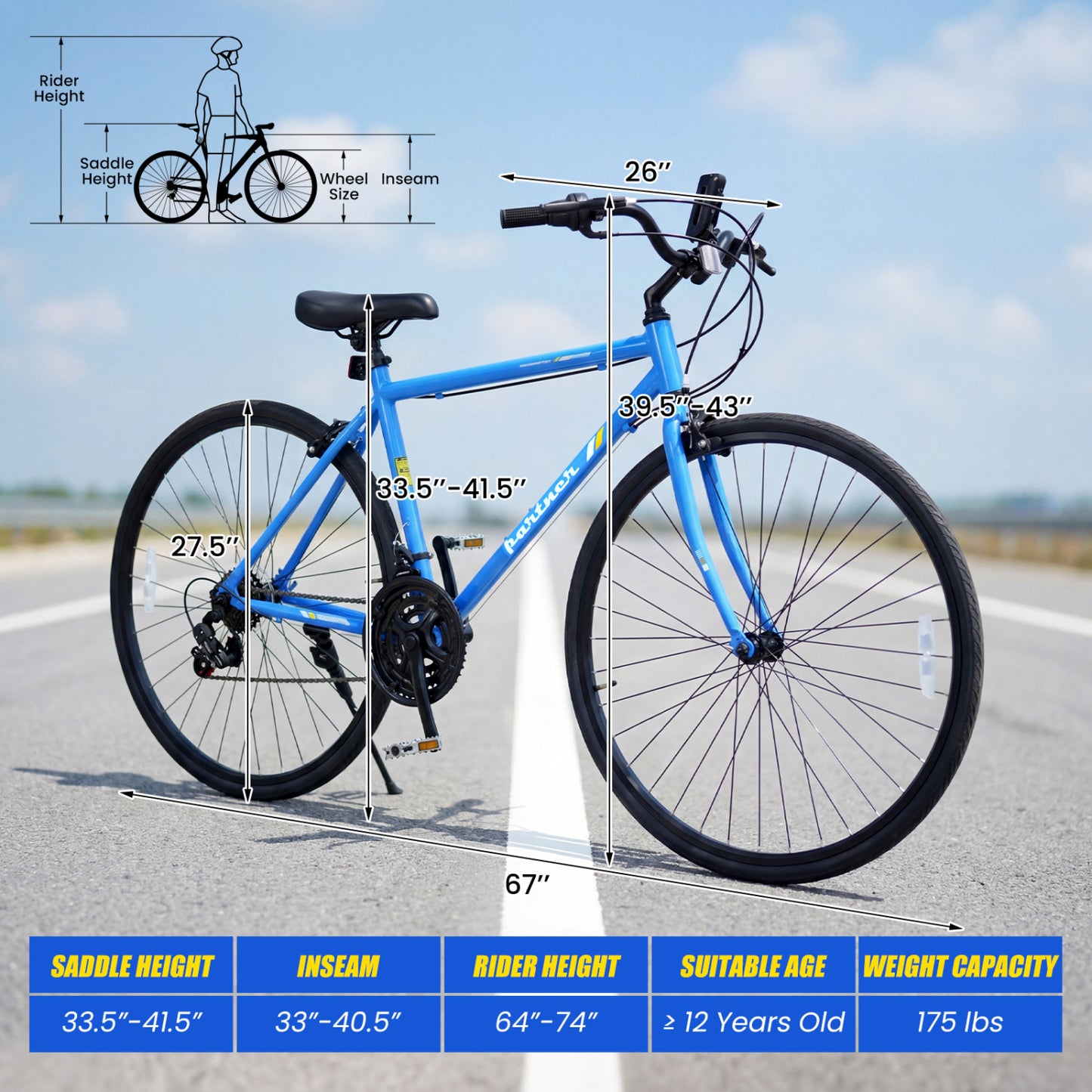 700C Hybrid Bike, 18-Speed Shimano Drivetrain, Phone Holder, Blue Kids Bike at Gallery Canada