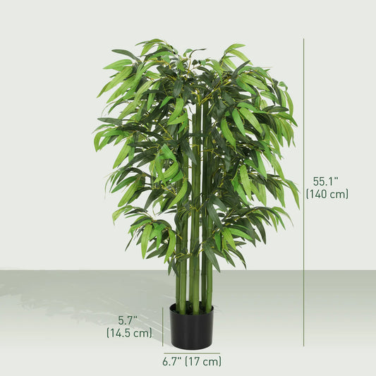 4.6FT Artificial Bamboo Tree Set, Decorative Faux Plant In Nursery Pot Artificial Trees Green at Gallery Canada