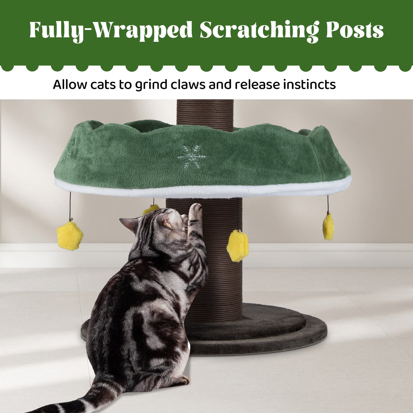70.5 Inches Tall Christmas Cat Tree with 3 Plush Platforms, Green Cat Trees Condos & Scratchers at Gallery Canada
