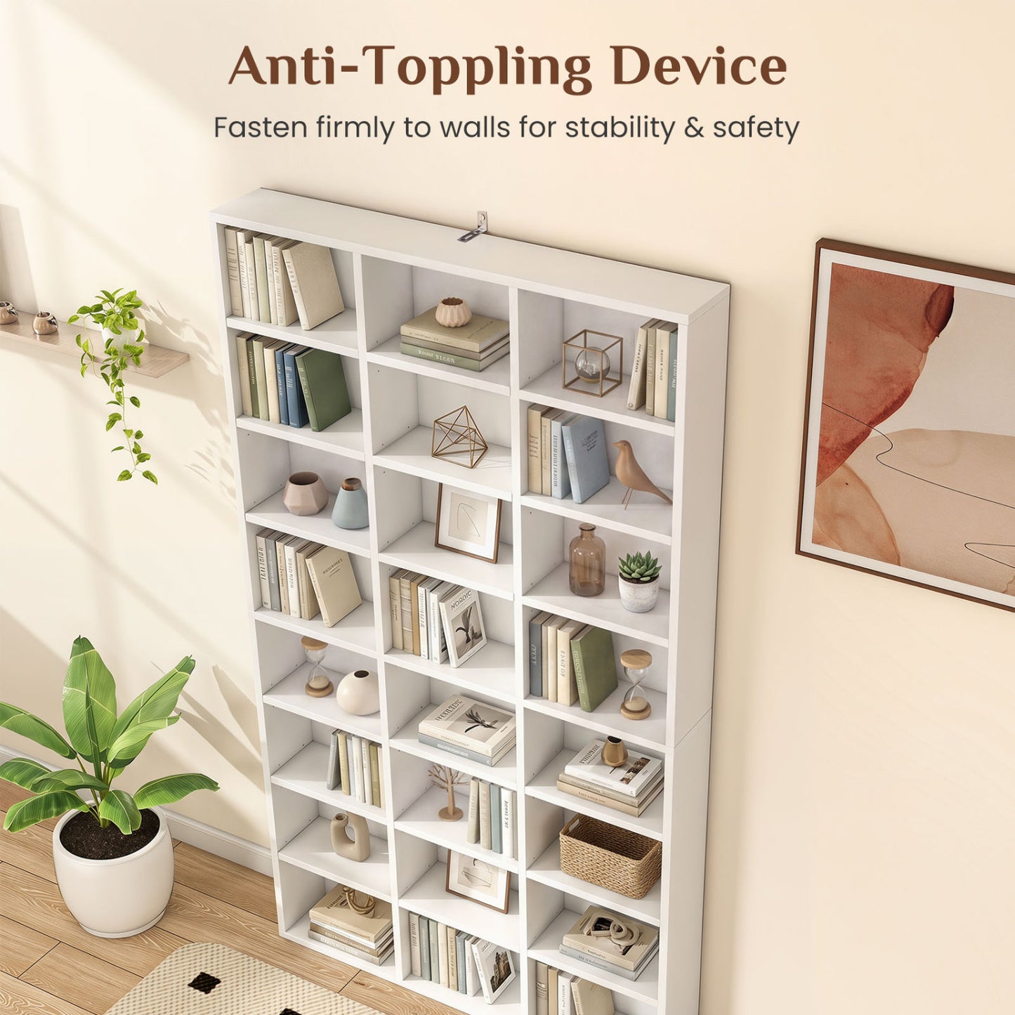 70 Inch Tall Bookshelf 24 Cube Storage Organizer with Adjustable Shelves, White Bookcases at Gallery Canada