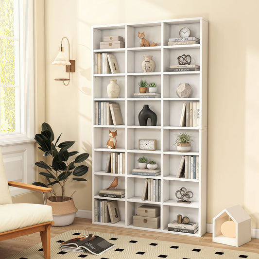 70 Inch Tall Bookshelf 24 Cube Storage Organizer with Adjustable Shelves, White Bookcases White at Gallery Canada