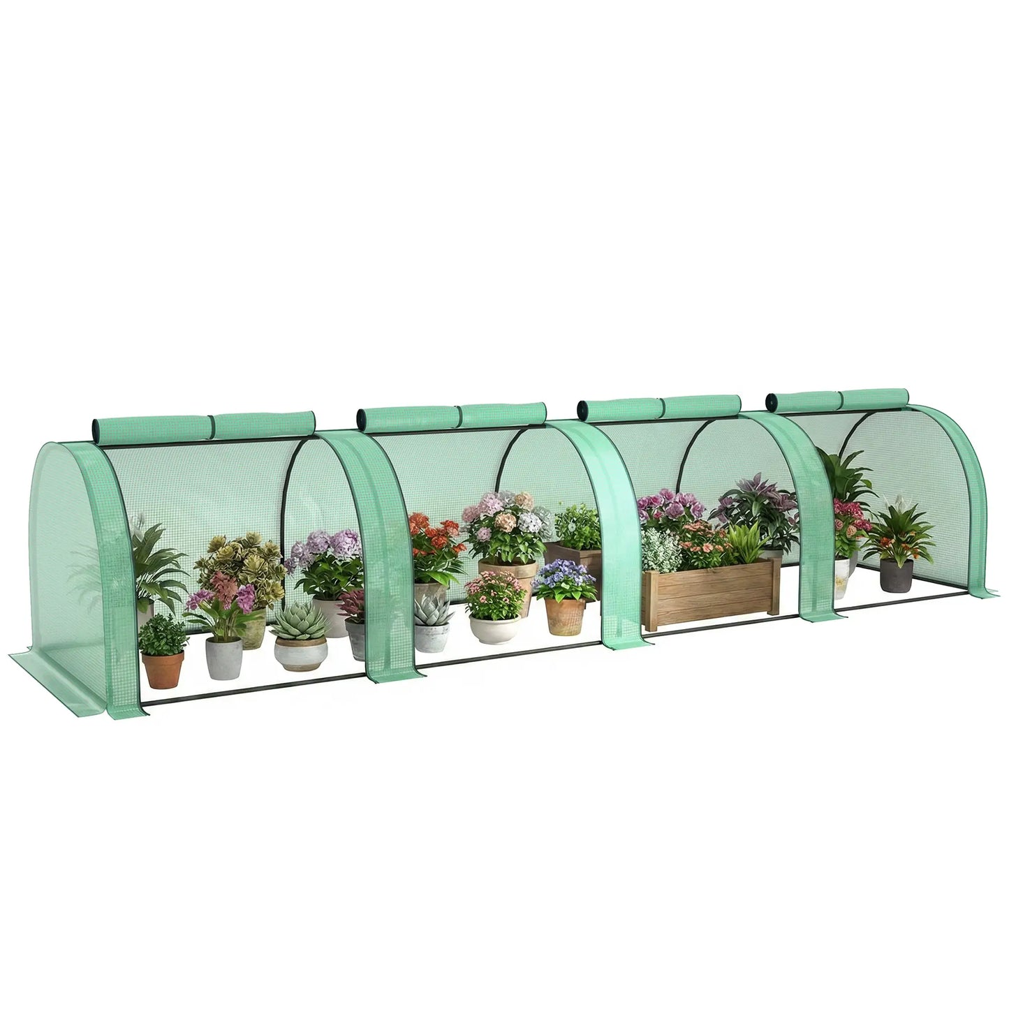 13' x 3.3' x 2.6' Mini Tunnel Greenhouse, PE Cover, Steel Frame, Zipped Doors, Green Greenhouses at Gallery Canada