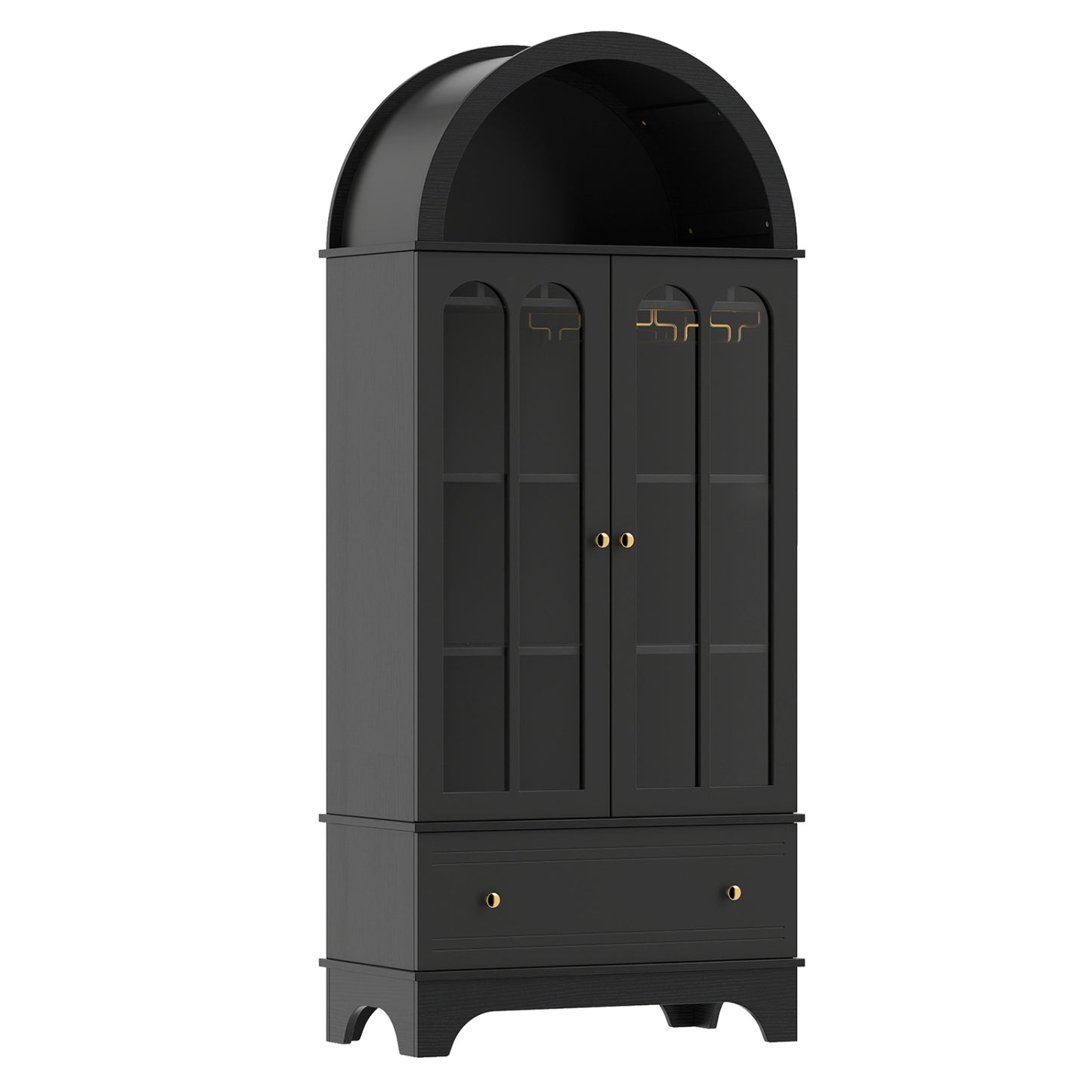 71.5 In Arched Cabinet 5-Tier, Black Sideboards Cabinets & Buffets at Gallery Canada