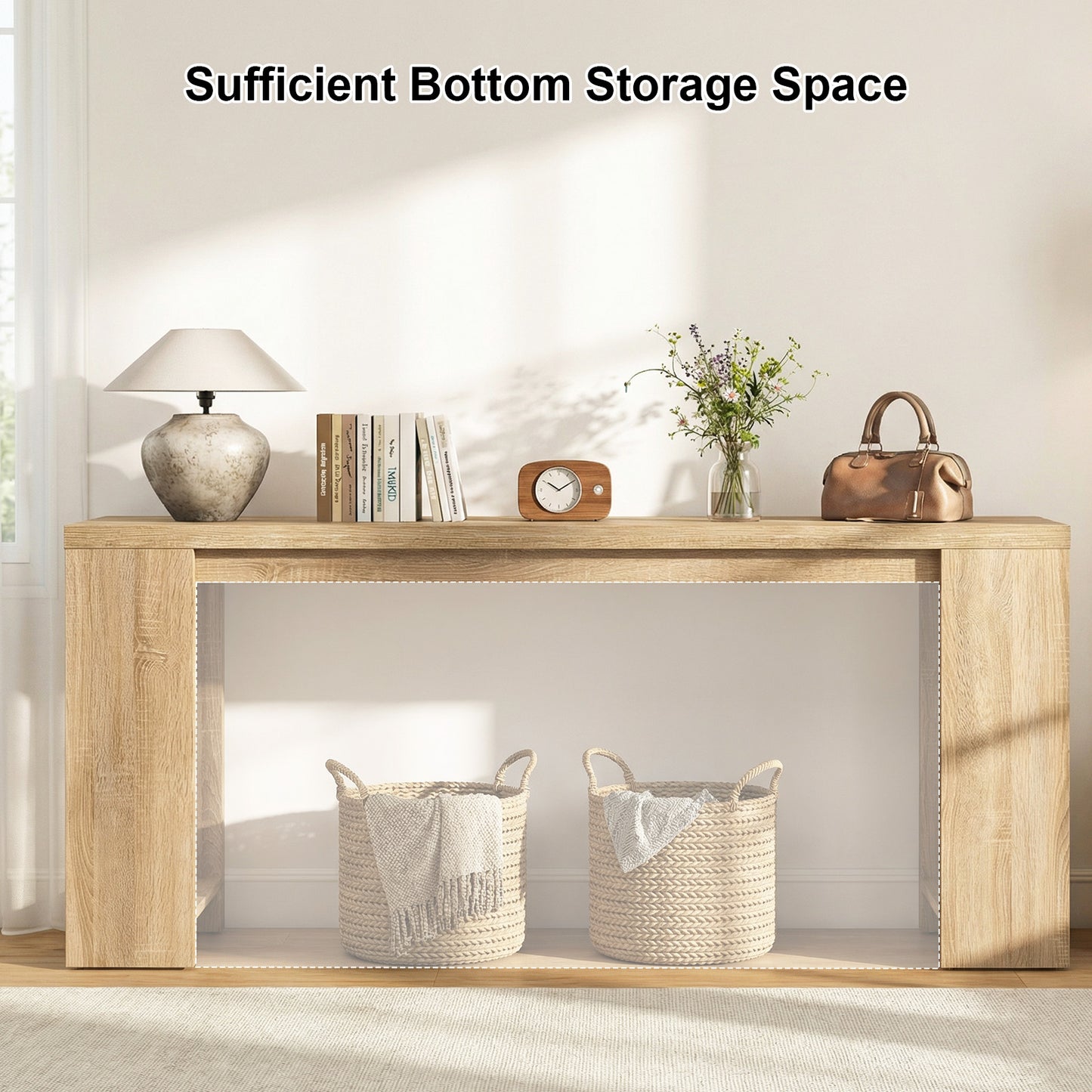 71 Inches Console Table With Storage, Natural Console Tables at Gallery Canada