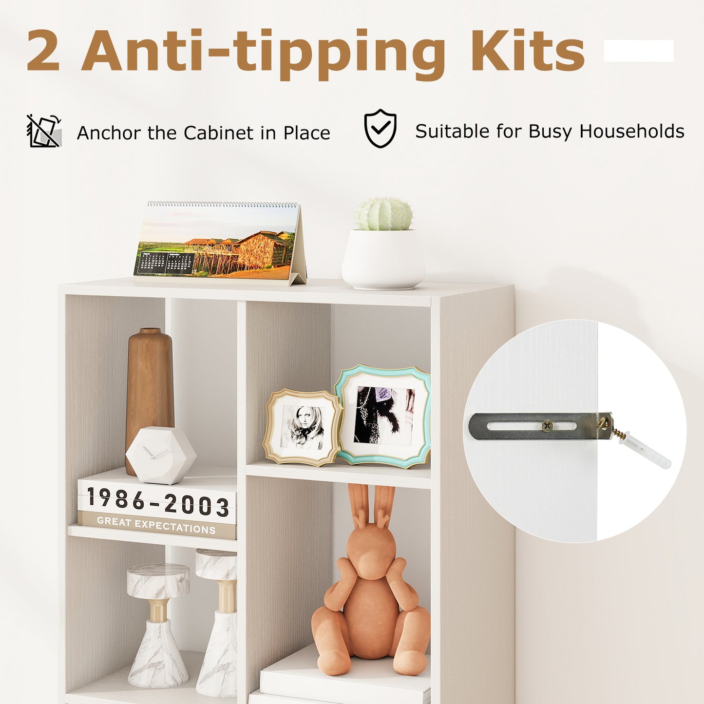 71inch Tall Freestanding Bookcase with Drawer 10-Cube Storage Organizer, White Bookcases at Gallery Canada