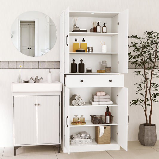 72 Inch Modern Farmhouse Cupboard Cabinet, 4 Barn Doors, White Clothing & Closet Storage White at Gallery Canada