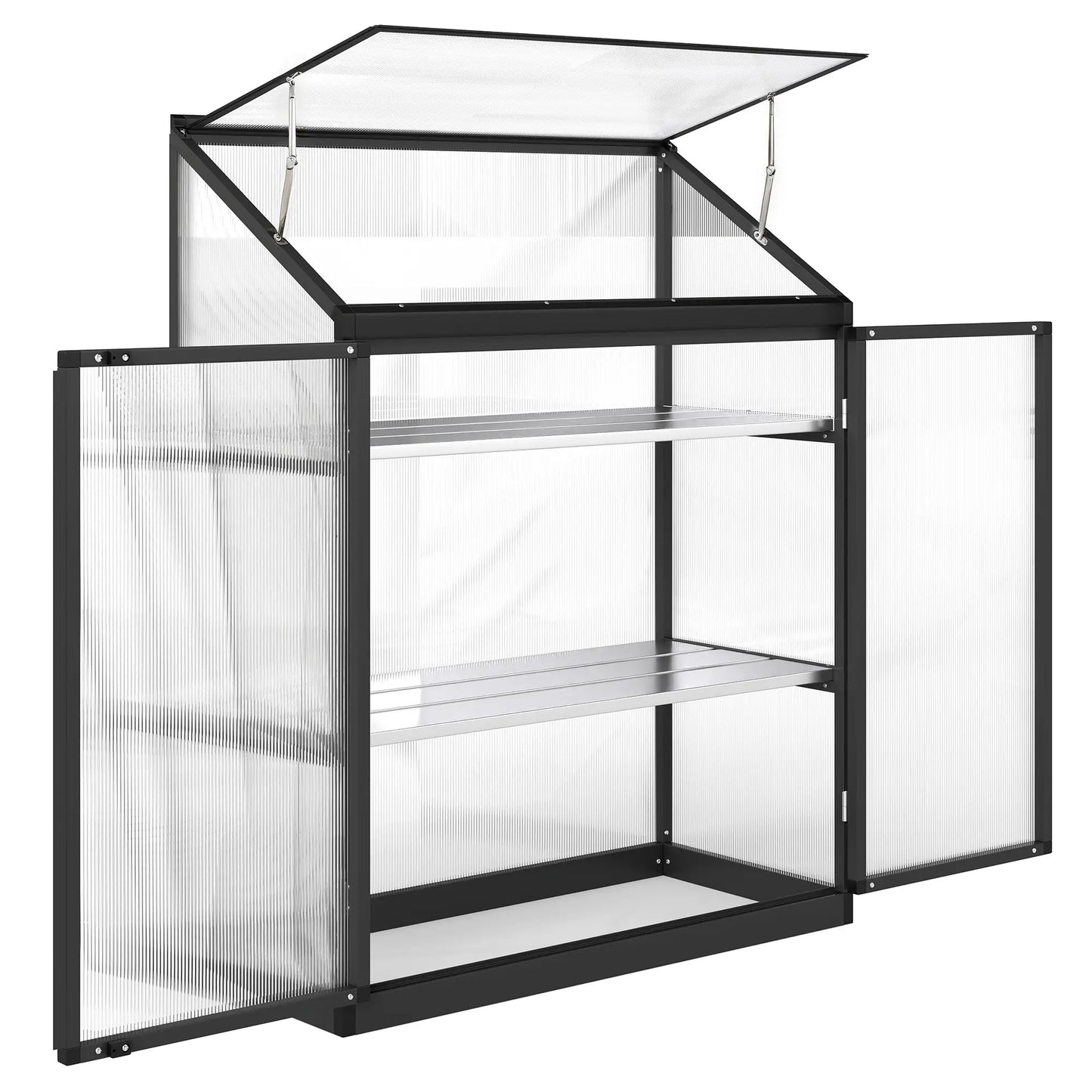 Polycarbonate Greenhouse With 2-Tier Shelves, Black Cold Frame Greenhouses at Gallery Canada