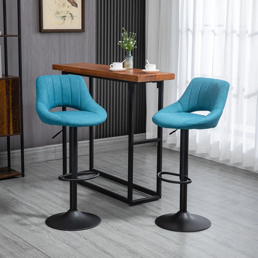 Swivel Counter Height Bar Stools Set of 2, Adjustable Height, Blue Bar Stools Blue at Gallery Canada