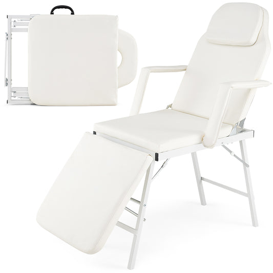 73 Inch Portable Tattoo Salon Facial Bed Massage Table, White