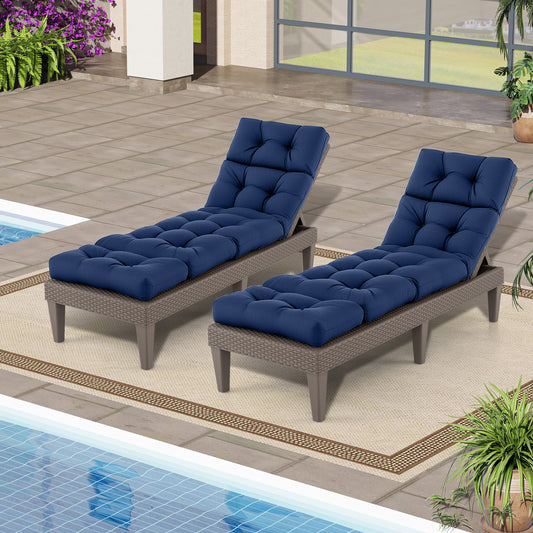 Outdoor Chaise Cushion Set of 2, 73x22, High Back, Navy Outdoor Furniture Accessories Navy at Gallery Canada