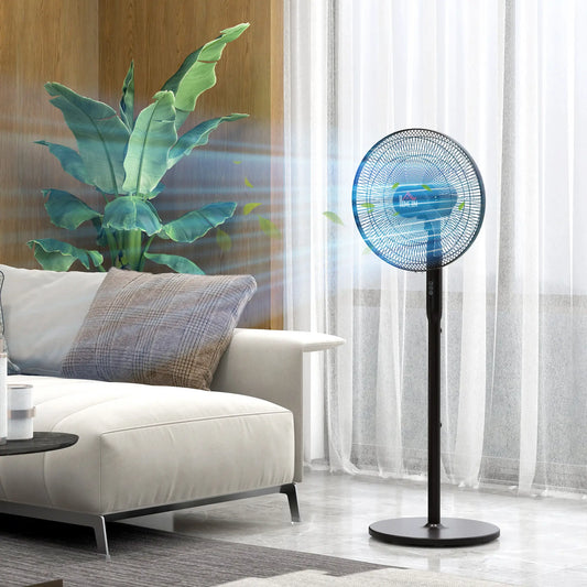 16" Tower and Pedestal Fan Set, Remote Control, Adjustable Height, Black Tower Fans Black at Gallery Canada