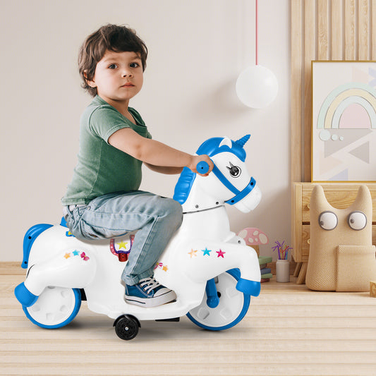 12V Unicorn Ride on Toy with Training Wheels and Horse Riding Mode, Navy Powered Ride On Toys Navy at Gallery Canada