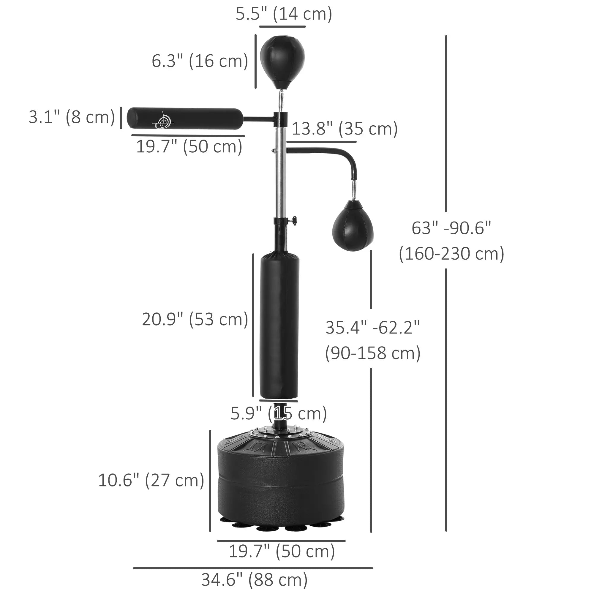 4-in-1 Free Standing Punching Bag, Adjustable Height, 2 Speed Balls, 360° Reflex Bar, Black Punching Bag Hangers at Gallery Canada
