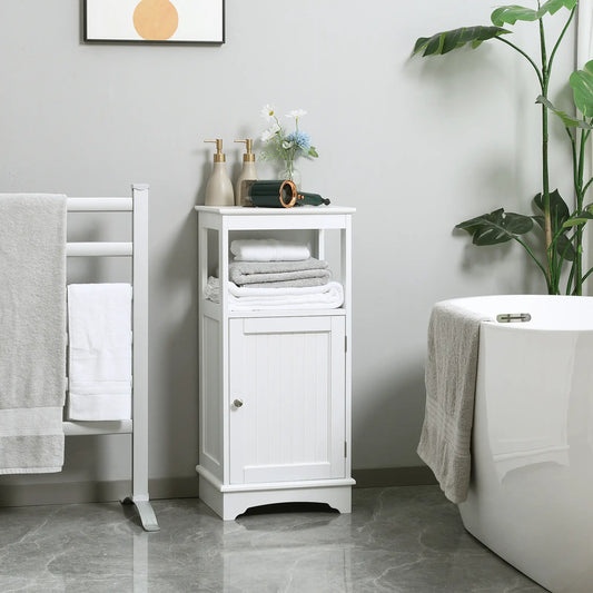 Modern Bathroom Floor Cabinet, Open Shelf, Freestanding Storage, White Bathroom Cabinets White at Gallery Canada