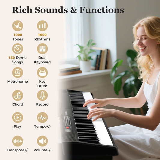 88 Key Foldable Portable Semi Weighted Electric Piano, Black Pianos & Keyboards Black at Gallery Canada