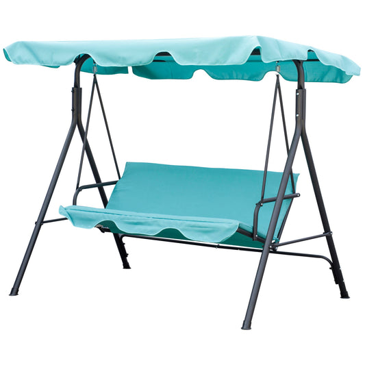 3-Seater Outdoor Porch Swing with Adjustable Canopy, Patio Swing Chair for Garden, Poolside, Backyard, Teal - Gallery Canada