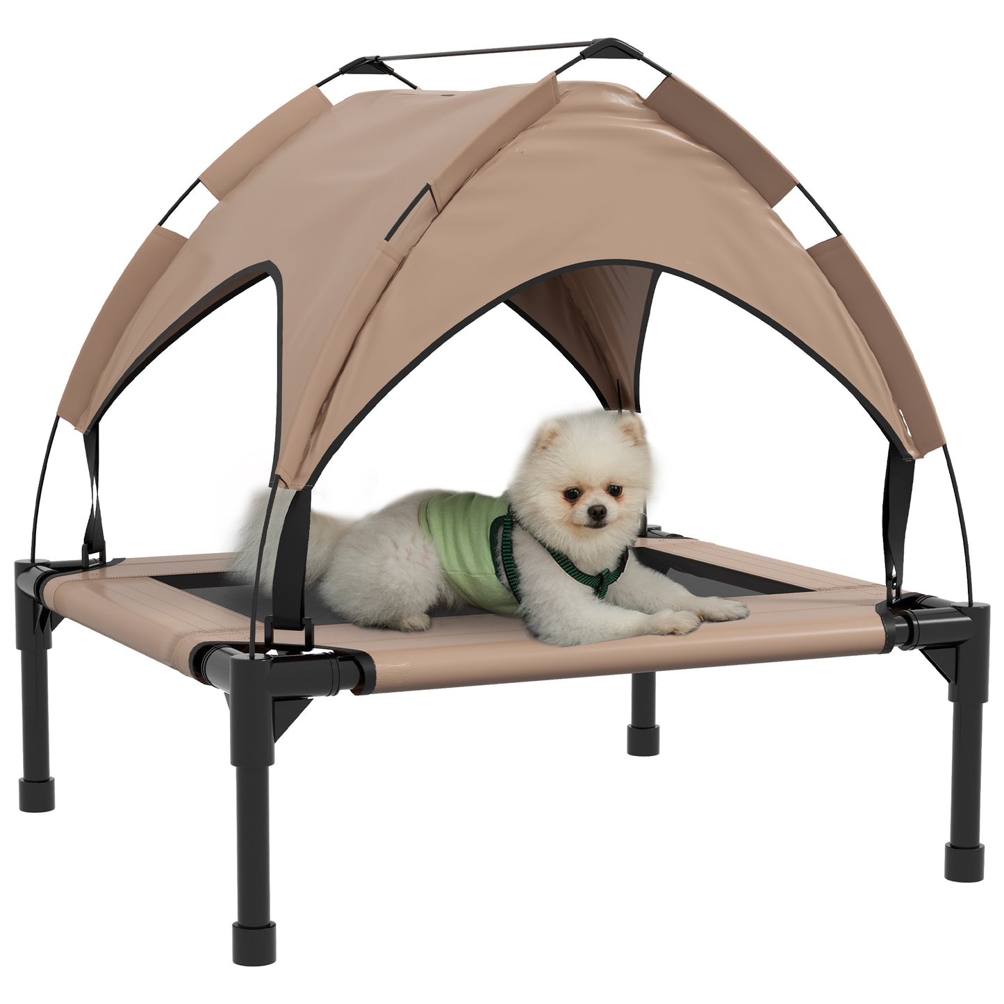 Raised Dog Bed Cooling Dog Cot w/ Canopy Washable Breathable Mesh, for Small and Medium Dogs, Coffee at Gallery Canada