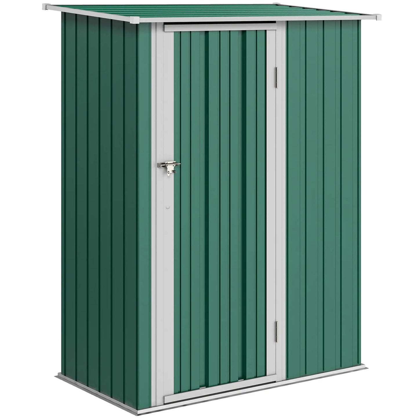 5 x 3ft Outdoor Metal Garden Shed, Sloped Roof, Lockable Door, Green Sheds at Gallery Canada