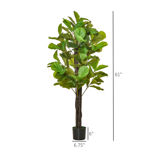 5FT Artificial Fiddle Leaf Fig Tree Faux Decorative Plant in Nursery Pot for Indoor Outdoor Décor - Gallery Canada