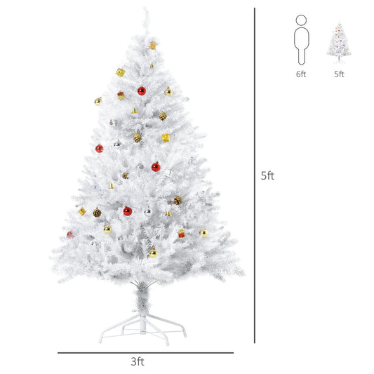 4.9ft Artificial Christmas Tree Xmas Holidays Decor with Ornament White at Gallery Canada