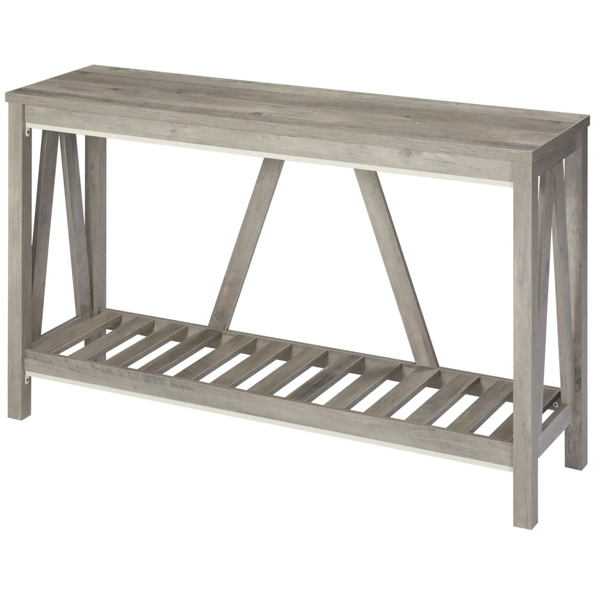 Farmhouse Entryway Table, Rustic Console with Shelf, Distressed, Grey Console Tables at Gallery Canada