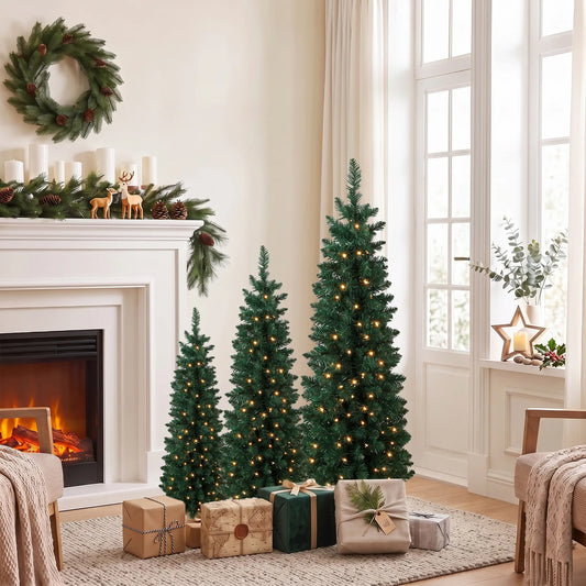 Pencil Christmas Trees Set Of 3, Pre-Lit, Green, Green Pencil Christmas Trees Green at Gallery Canada
