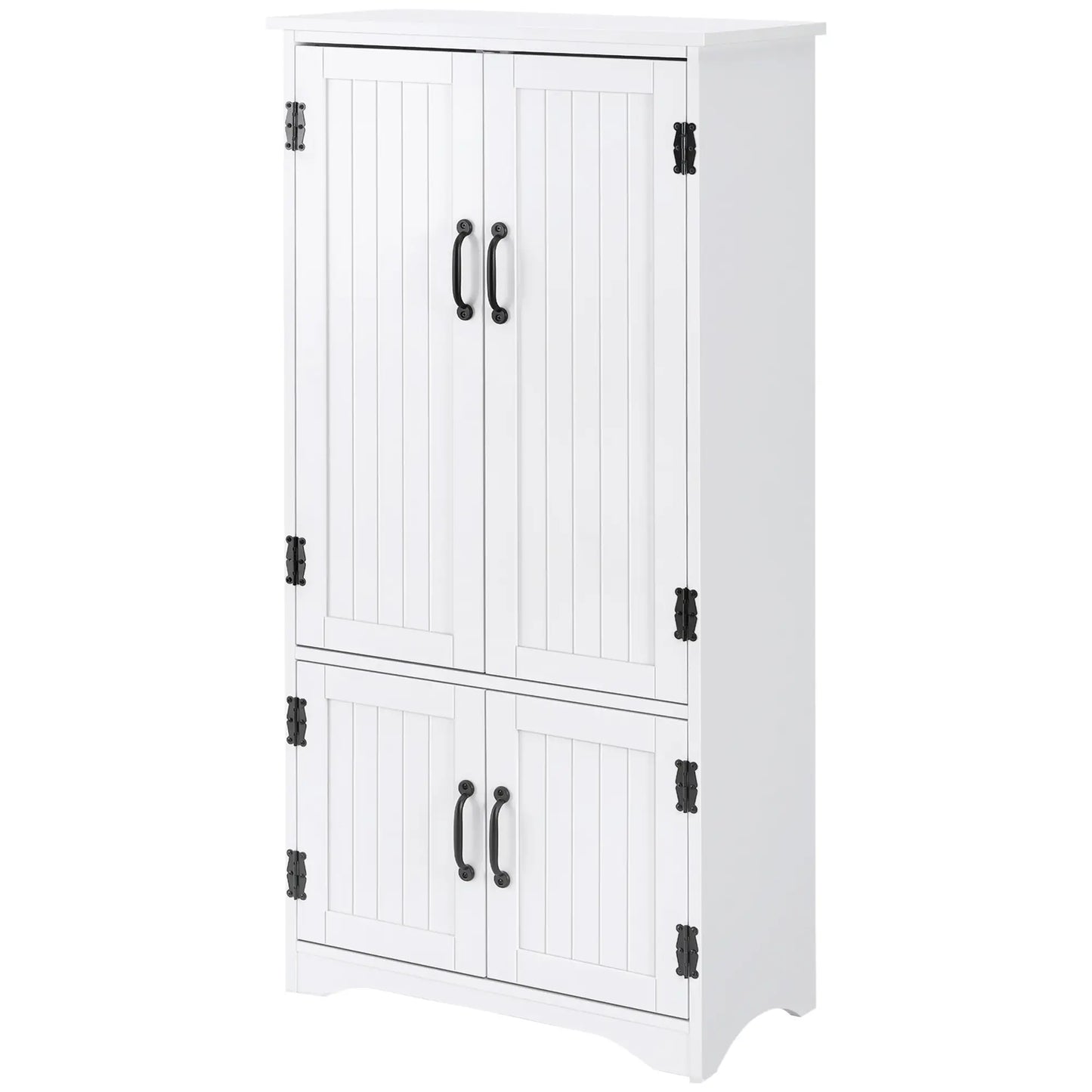 48" Armoire de rangement 4 portes, étagères réglables, blanc