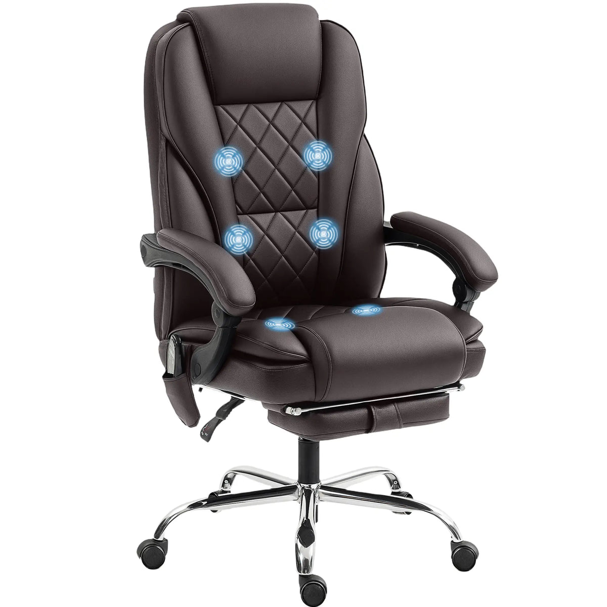 Massage Office Chair, Reclining Computer Chair, Adjustable Height, Footrest, Dark Brown Massage Chairs at Gallery Canada
