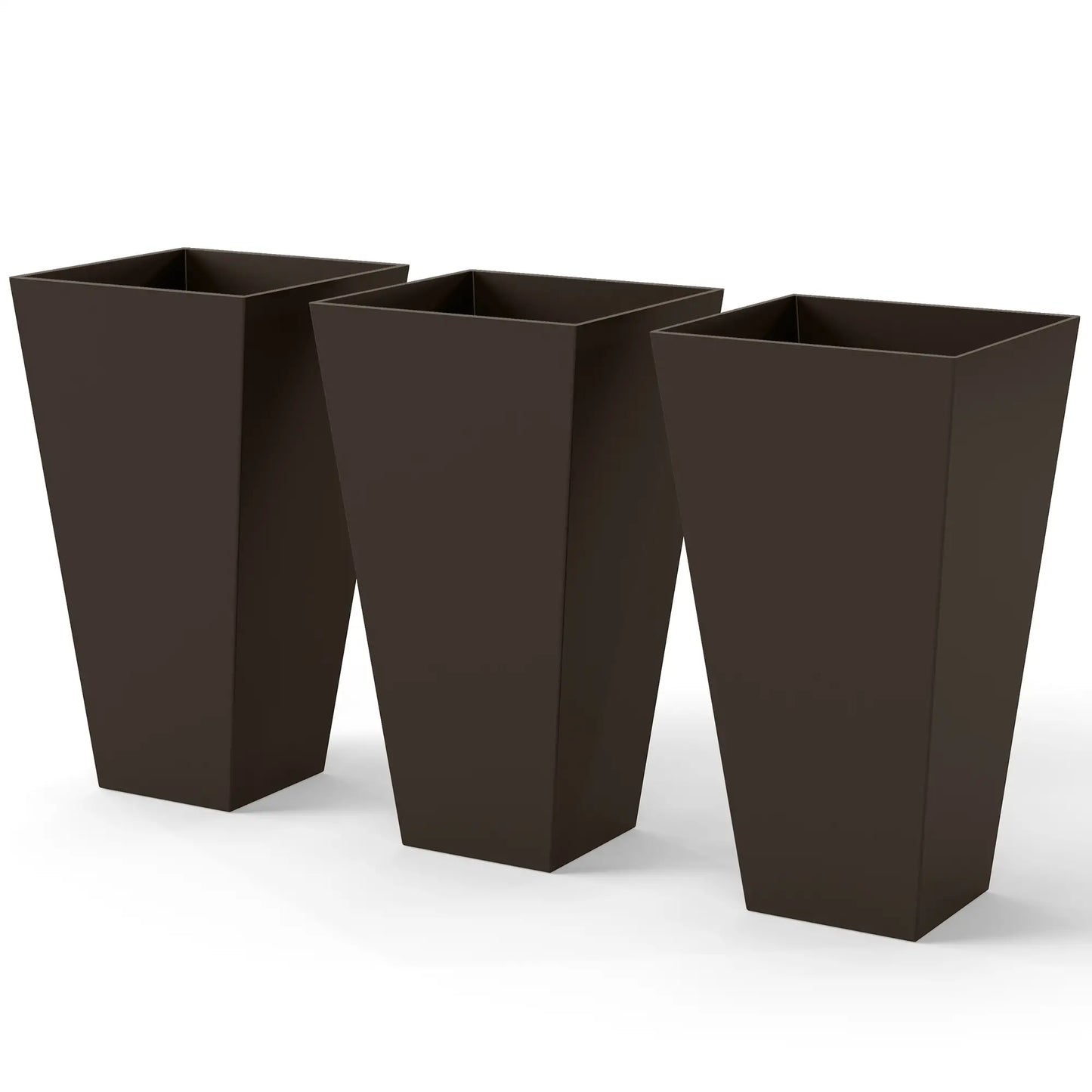 28" Pots de Plantes en Plastique pour Jardin, Lot de 3, Marron