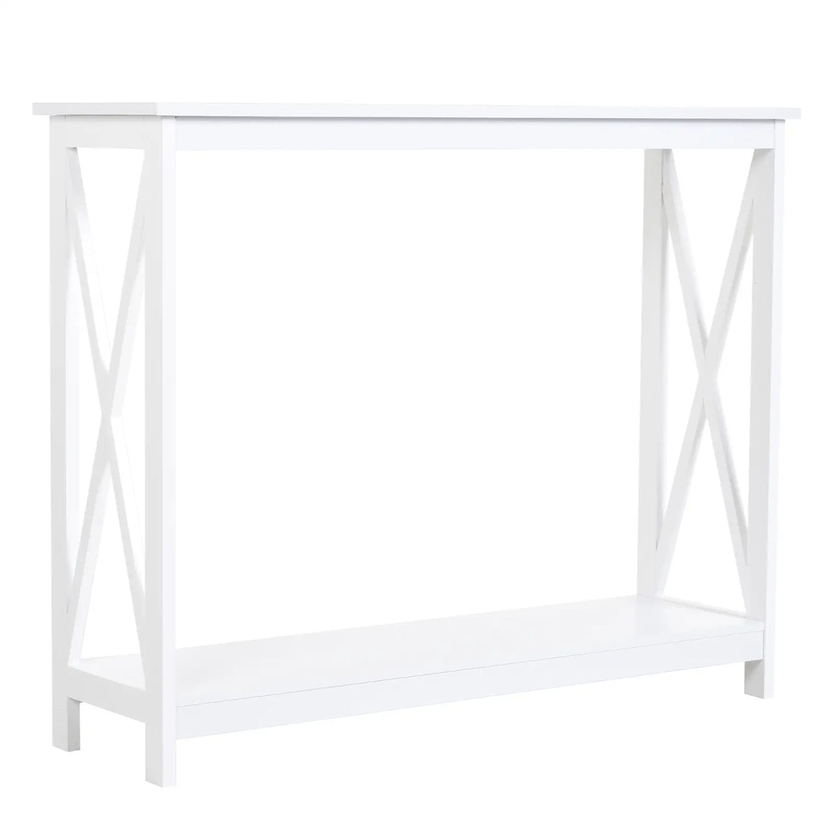 2 Tier X-Design Console Table, Storage Shelf, 24.8 Inch, White Console Tables at Gallery Canada