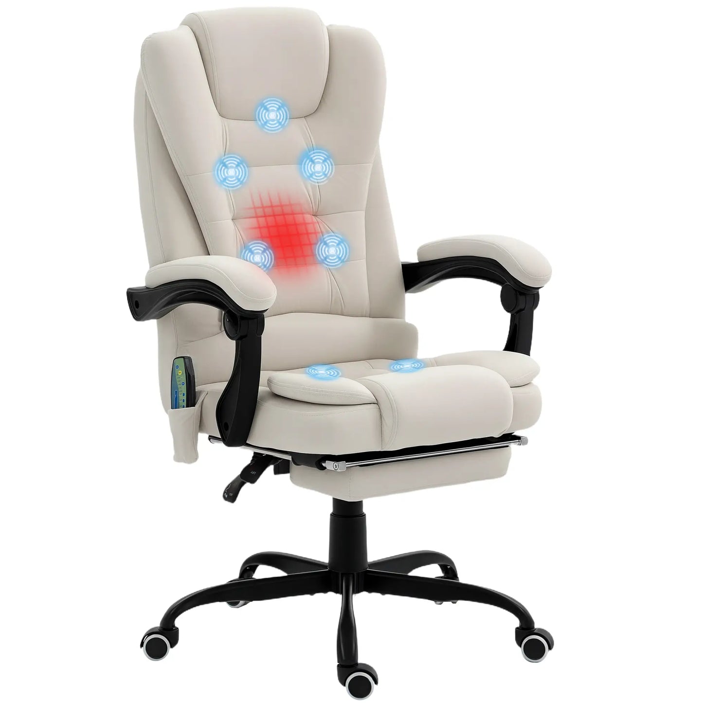 7-Point Vibrating Massage Chair, Reclining Office Chair with Footrest, Beige Massage Chairs at Gallery Canada